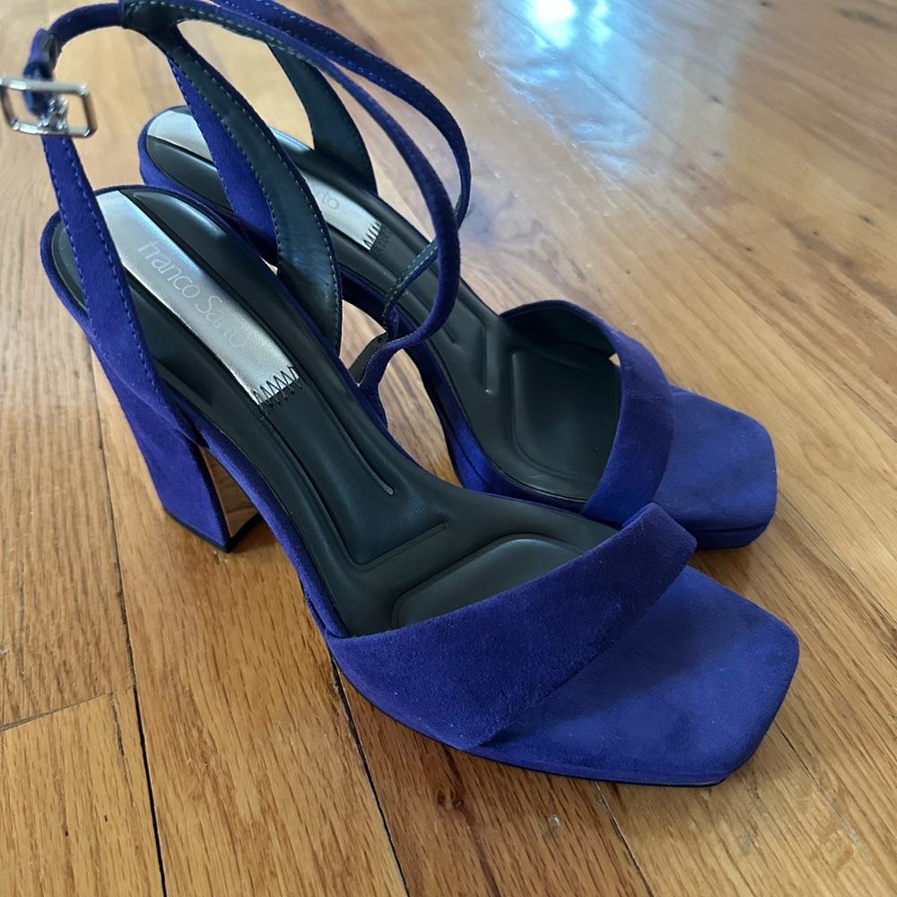 Franco Sarto Women's Blue Suede Heeled Sandals size 8 New
